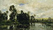 Charles Francois Daubigny The Edge of the Pond Spain oil painting artist